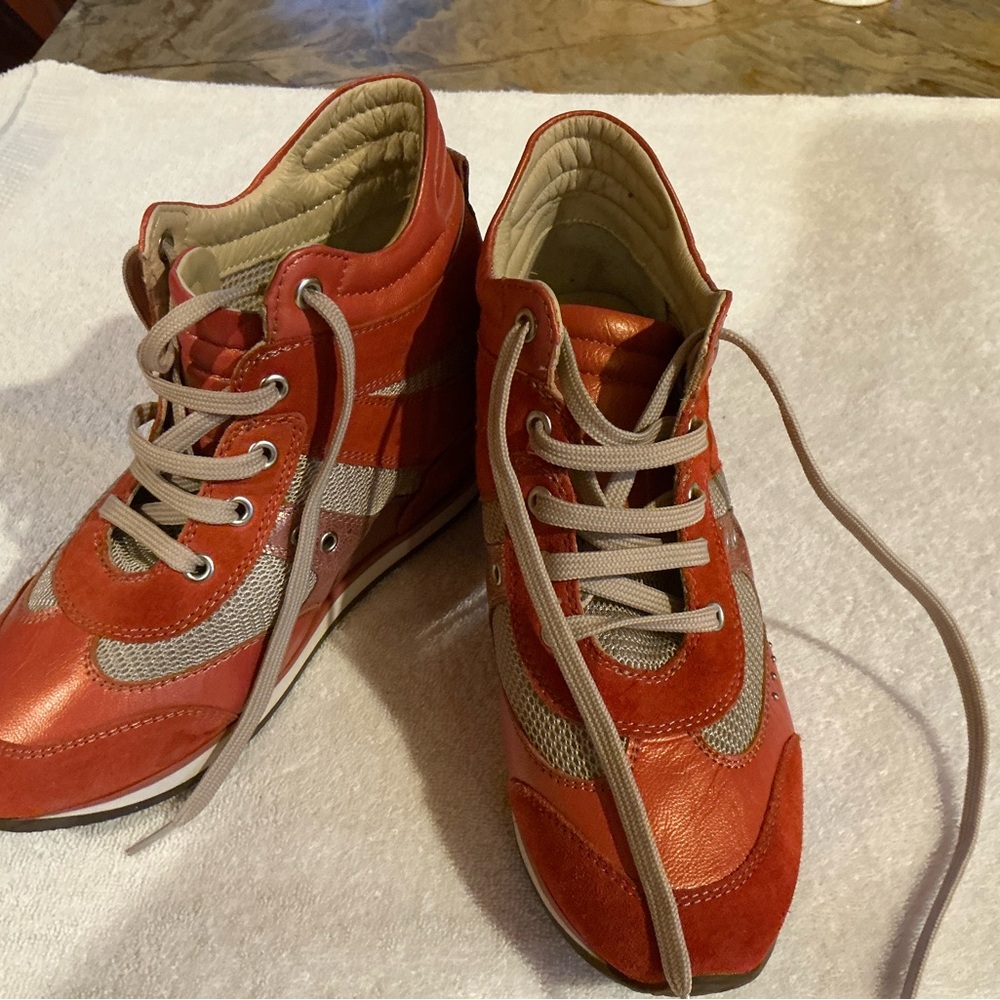 Geox Red and Gray Athletic Shoes for Women